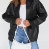 Motorcycle Leather Jacket Women Oversized webp