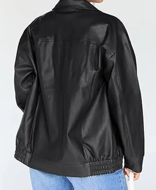 Motorcycle Leather Jacket Women Oversized Back webp