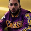 My Hero Academia Los Angeles Lakers Satin Bomber Jacket webp