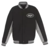NY Jets Black and Gray Varsity Wool Jacket webp