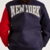 NY Yankees 27X World Series Wool Varsity Jacket Back webp