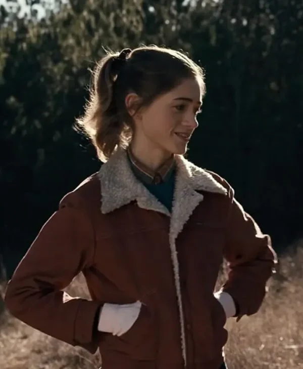 Natalia Dyer Stranger Things Nancy Wheeler Brown Fur Jacket webp