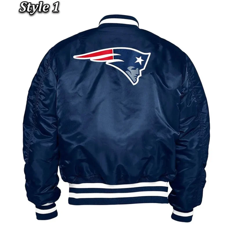 New England Patriots Blue Bomber Jacket back webp
