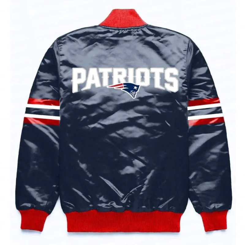 New England Patriots Button Down Navy Jacket back webp