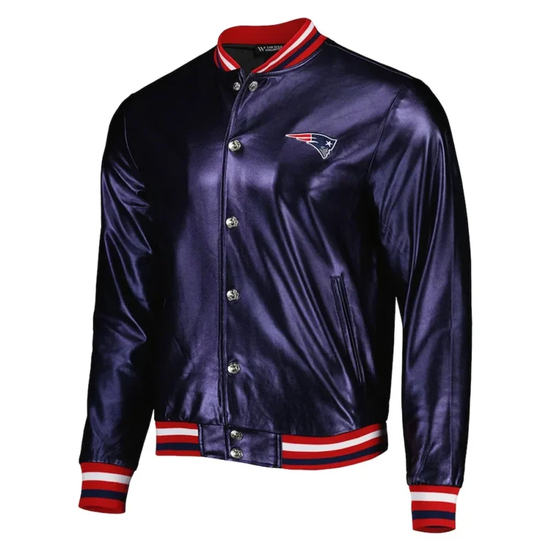 New England Patriots Metallic Navy Jacket webp