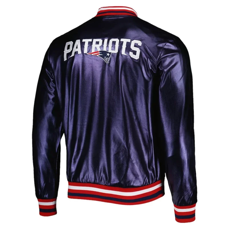 New England Patriots Metallic Navy Jacket back webp