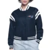 New England Patriots Printed Logo Varsity Satin Jacket webp