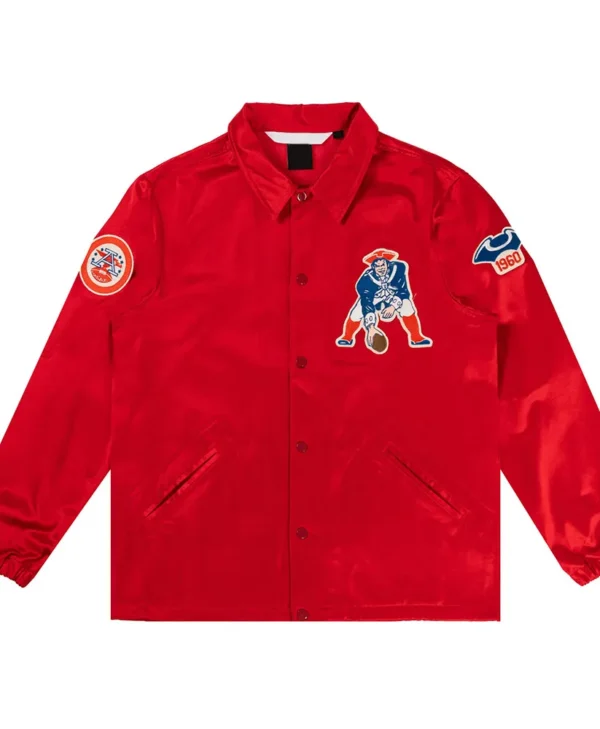 New England Patriots Red Satin Windbreaker webp