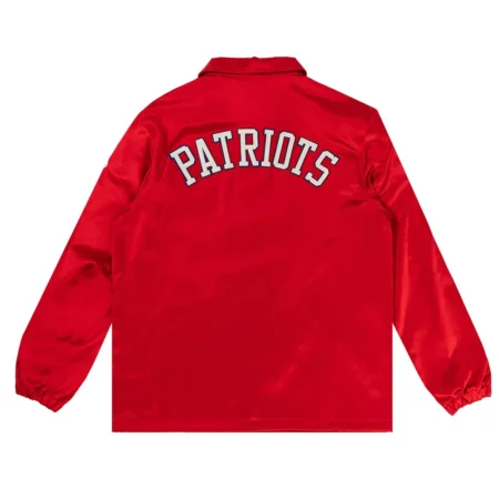 New England Patriots Red Satin Windbreaker back webp