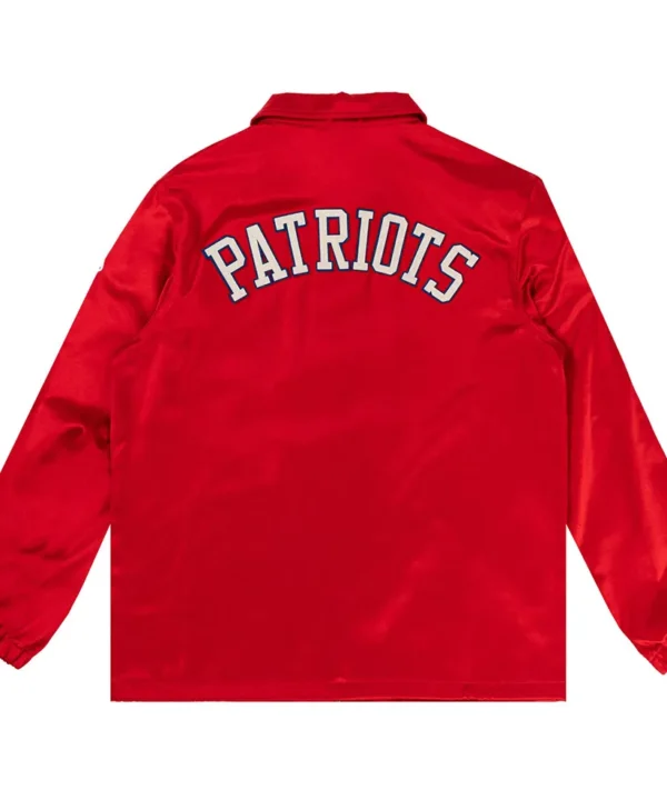 New England Patriots Red Satin Windbreaker back webp