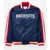 New England Patriots Satin Striped Navy Blue Jacket webp