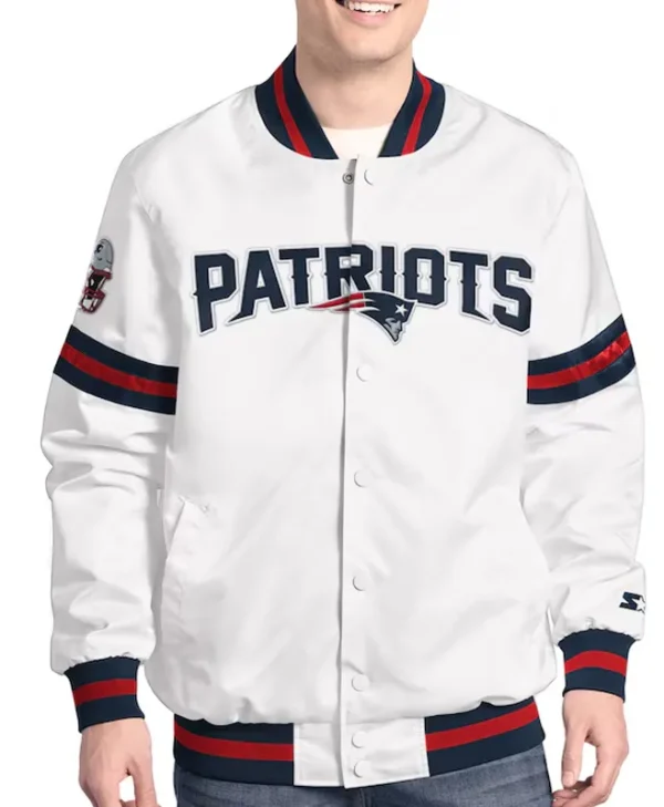 New England Patriots Scout Varsity Satin Jacket webp