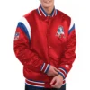 New England Patriots Shutout Throwback Red Satin Jacket webp