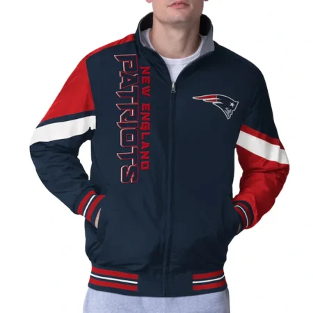 New England Patriots Strong Arm Navy Full Zip Jacket webp