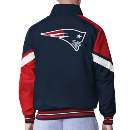 New England Patriots Strong Arm Navy Full Zip Jacket back webp