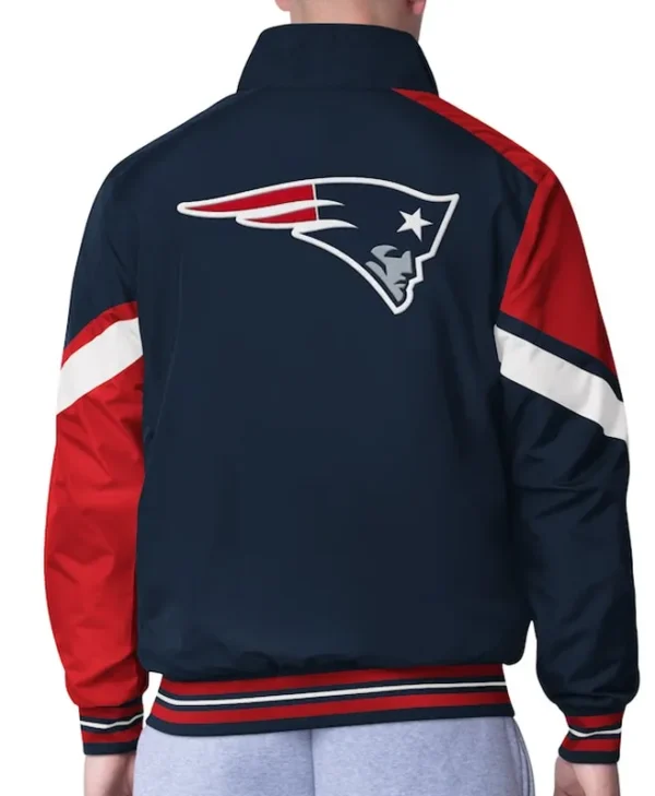 New England Patriots Strong Arm Navy Full Zip Jacket back webp