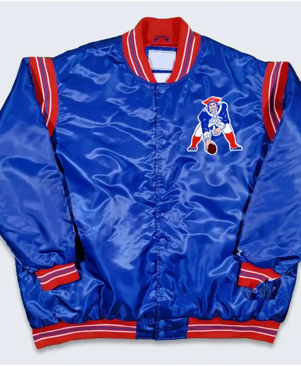 New England Patriots Teddy Varsity Satin Jacket webp