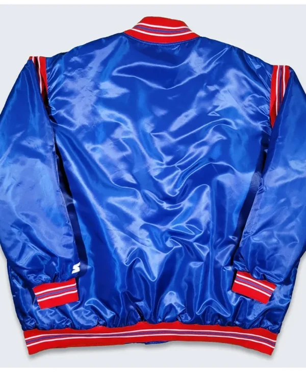 New England Patriots Teddy Varsity Satin Jacket back webp