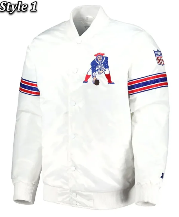 New England Patriots The Power Forward Satin White Jacket webp