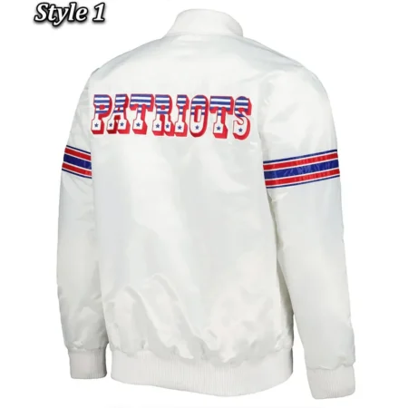 New England Patriots The Power Forward Satin White Jacket back webp