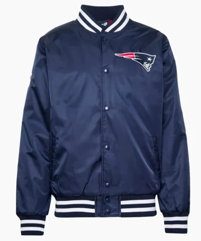 New Era New England Patriots Team Blue Satin Jacket webp