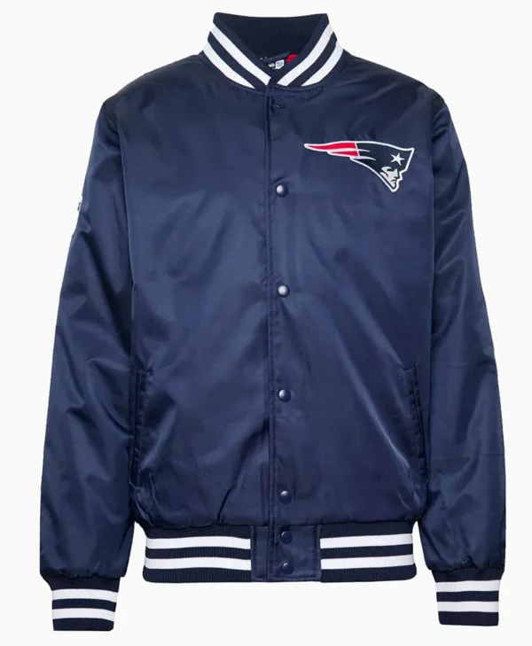 New Era New England Patriots Team Blue Satin Jacket webp