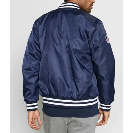 New Era New England Patriots Team Blue Satin Jacket back webp