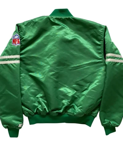 New York Jets 80s Green and Black Satin Jacket back webp