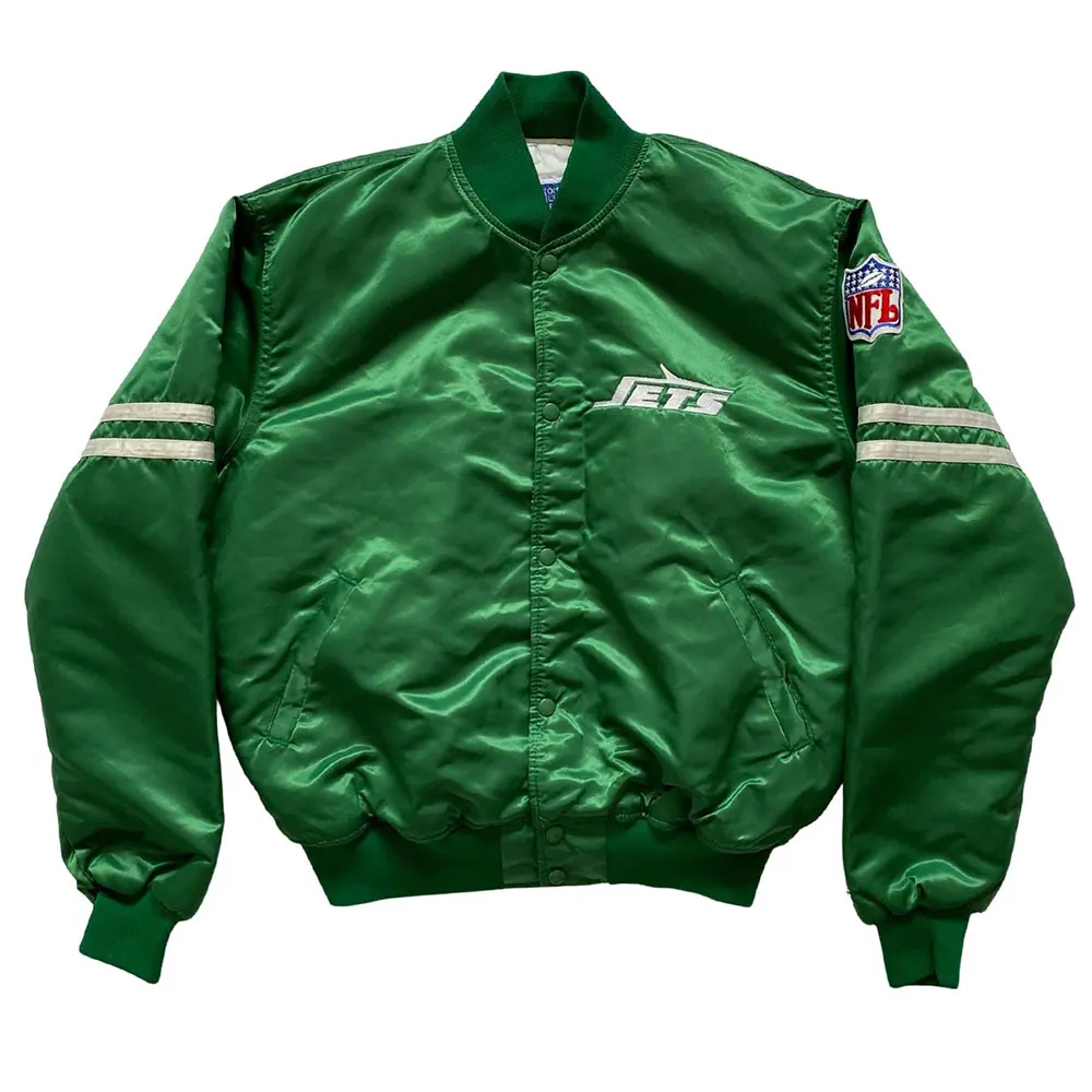 New York Jets 80s Green and Black Satin Jacket webp New York Jets 80s Green and Black Satin Jacket webp