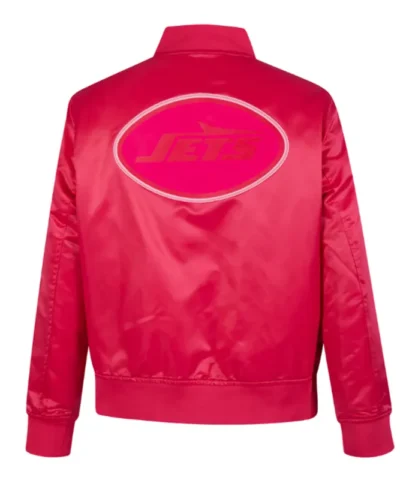New York Jets Full Snap Satin Triple Pink Jacket webp