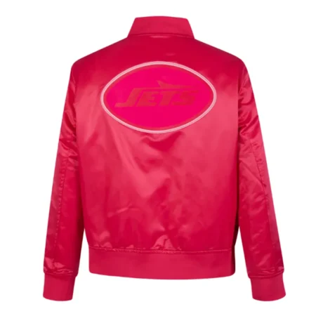 New York Jets Full Snap Satin Triple Pink Jacket webp