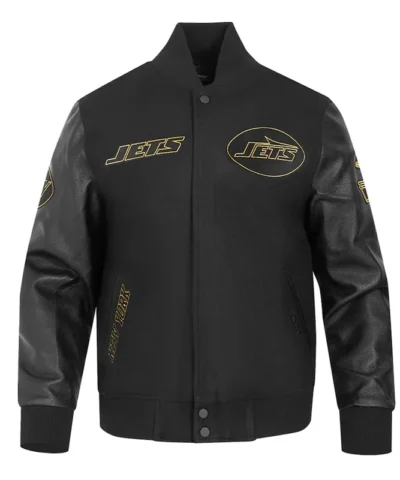 New York Jets Full Zip Black Varsity Jacket webp
