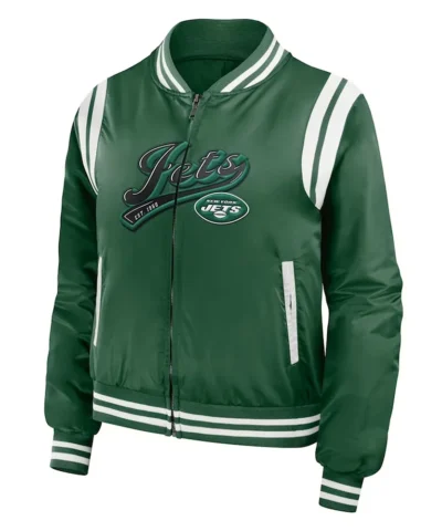 New York Jets Green Bomber Full Zip Jacket webp