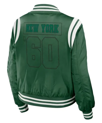 New York Jets Green Bomber Full Zip Jacket back webp