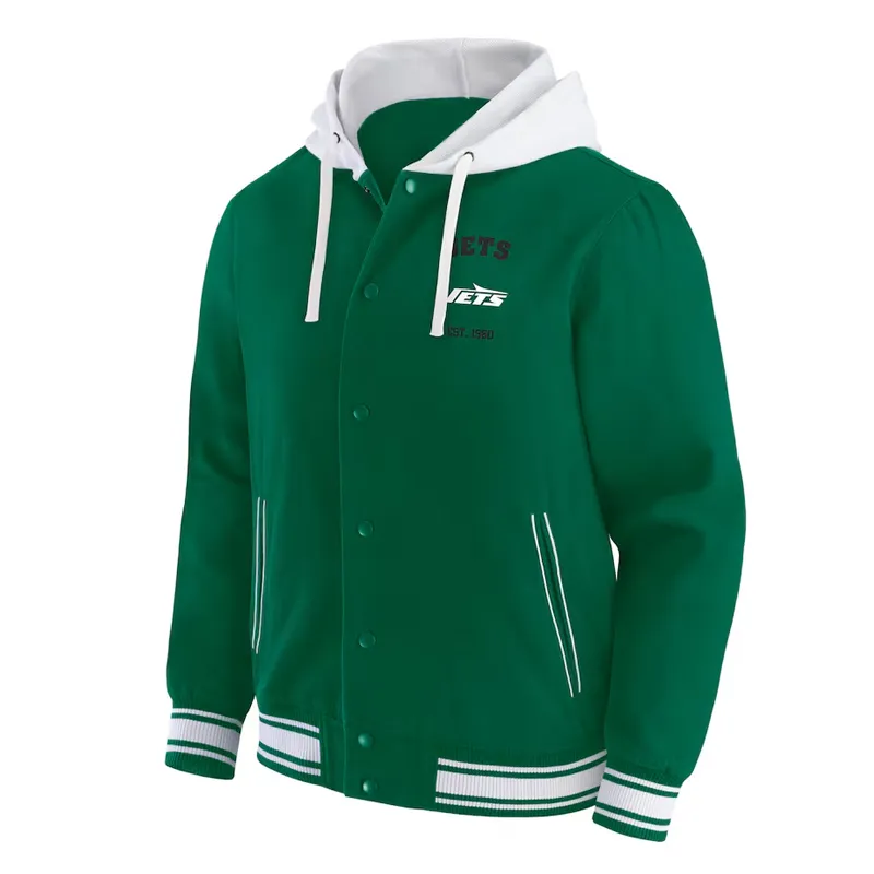 New York Jets Green Cotton Hooded Jacket webp New York Jets Green Cotton Hooded Jacket webp