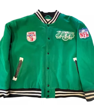 New York Jets Green Throwbacks Varsity Jacket webp
