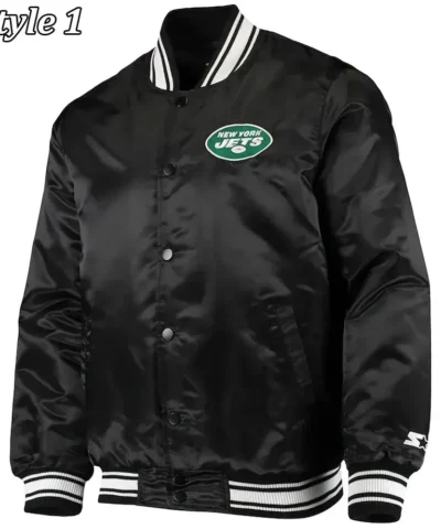New York Jets Locker Room Black Satin Jacket webp