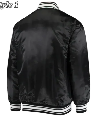 New York Jets Locker Room Black Satin Jacket back webp