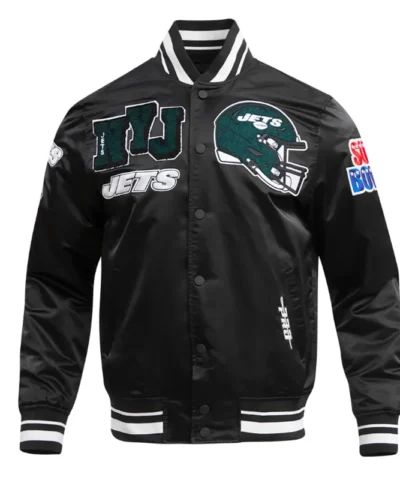 New York Jets Mashup Classic Rib Satin Jacket webp