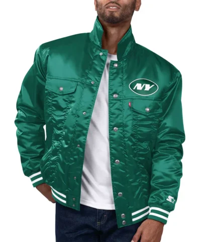 New York Jets Silver Tab Trucker Jacket webp