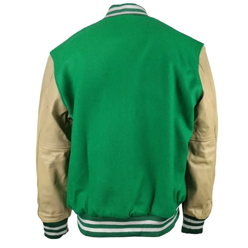 New York Jets Varsity Green and Beige Jacket back webp