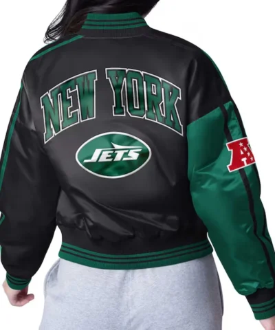 New York Jets Zone Blitz Green Black Jacket back webp