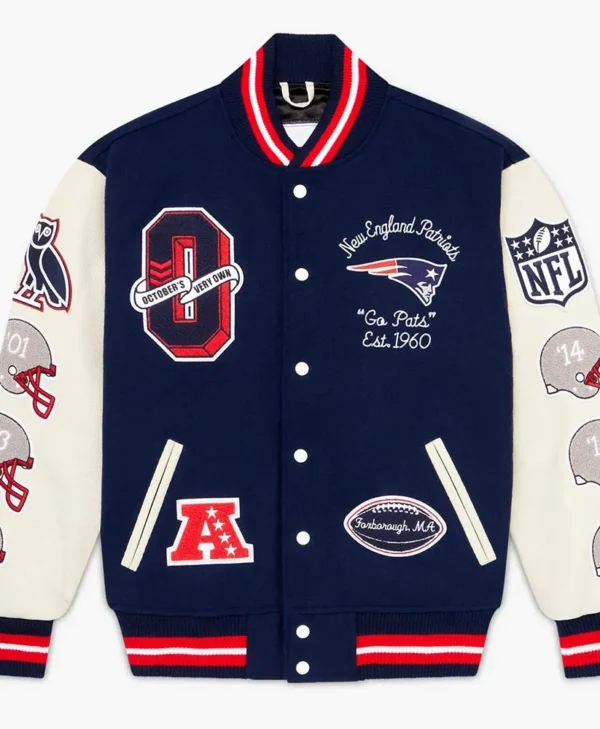 OVO New England Patriots Varsity Jacket webp