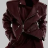 Oversized Burgundy Leather Jacket webp