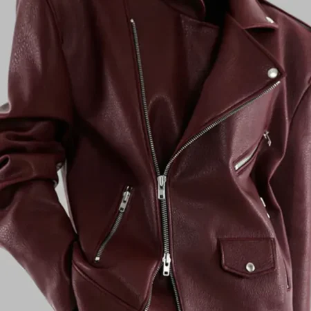 Oversized Burgundy Leather Jacket For Sale webp