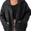 Oversized Faux Leather Bomber Jacket webp