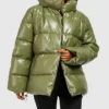 Oversized Faux Leather Puffer Jacket webp