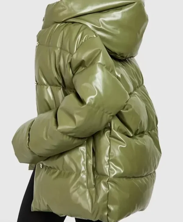 Oversized Faux Leather Puffer Jacket For Sale webp