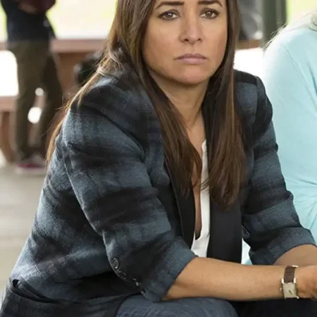 Pamela Adlon Better Things Sam Fox Blue and Black Cotton Blazer