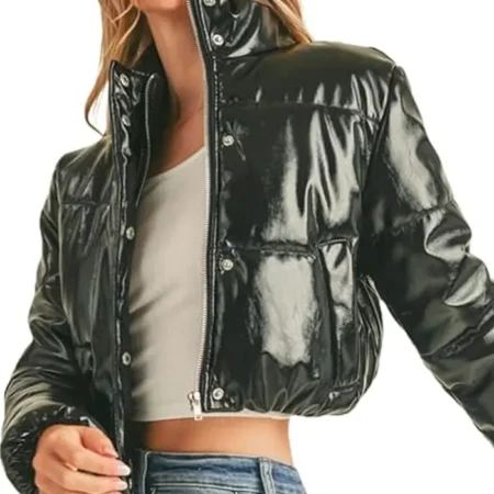 Patent Leather Cropped Puffer Jacket webp
